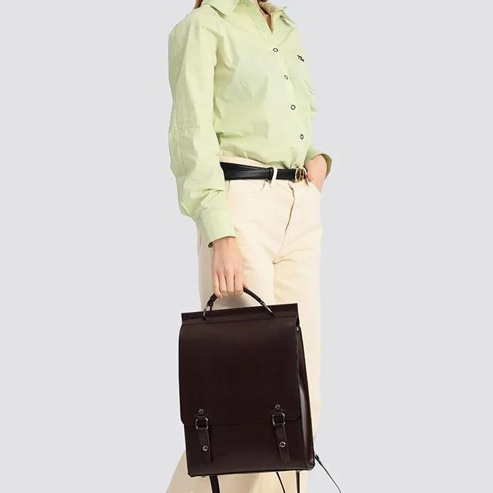 Britischer Stil Rucksack College-Student Retro Pendler Lederrucksack Mode Unisex Lässige Klappe Laptoptasche Reise Schultaschen
