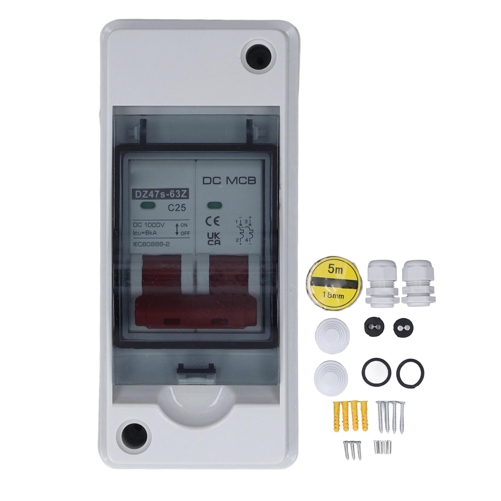 

2P Photovoltaic System DC Miniature Circuit Breaker Solar IP65 Waterproof PV Disconnect Switch DC100