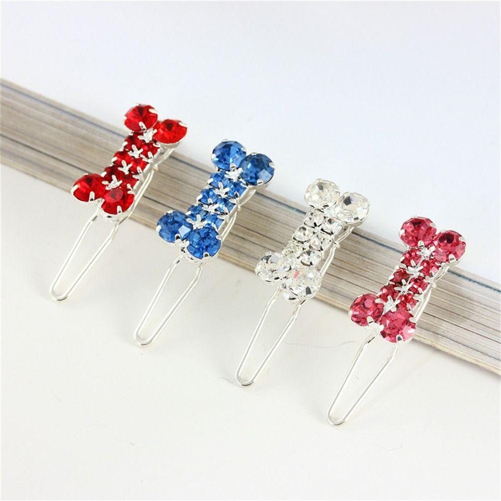 

Dog Cat Bone Shape Puppy Bows Rhinestone Hair Barrette Hairpins Hair Clips