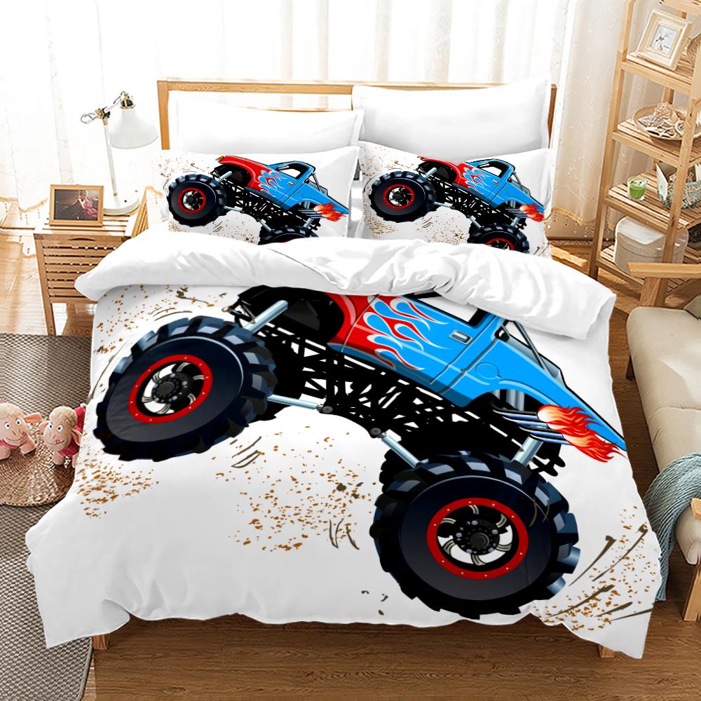 Monster Jam Bedding Set Single Twin Full Queen King Size Monster Jam F1 Bed Set Aldult Kid Bedroom Duvetcover Sets 3D Anime 022
