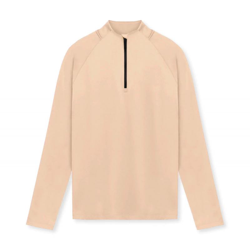 Men's Solid Color Velvet High Collar Half-Zip Training T-Shirt