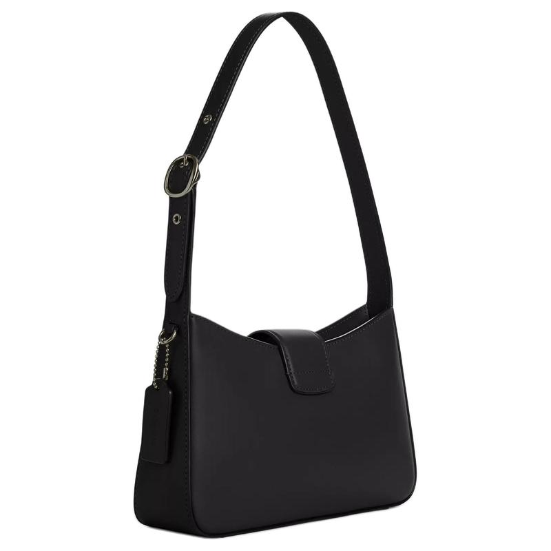 COACH Eliza 25 logo snap closure calfskin underarm shoulder bag medium women's black