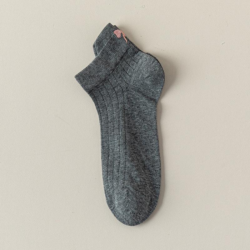 Women's Summer Thin Bow Embroidered Mesh Breathable Boneless Short Cotton Socks