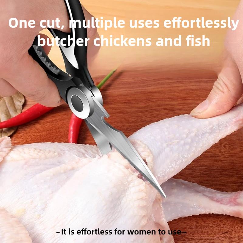 Vielseitige Küchenschere aus Edelstahl, strapazierfähig, spülmaschinenfest, zum Schneiden von Fleisch, Geflügel, Fisch und zum Öffnen von Flaschen
