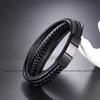 Cowhide bracelet, stainless steel leather woven multi-layer bracelet, leather adjustable buckle bracelet
