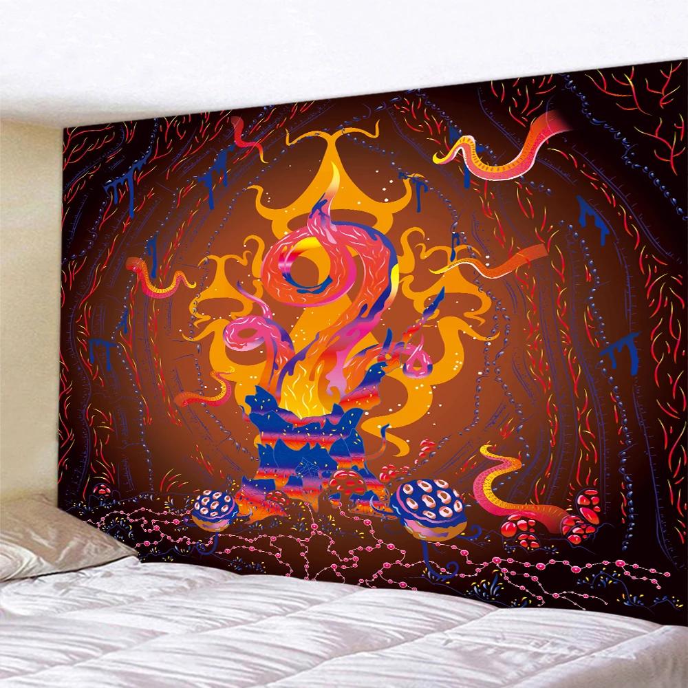 Mushroom Psychedelic Scene Home Decoration Art Tapestry Bohemia Room Yoga Mat Background Cloth