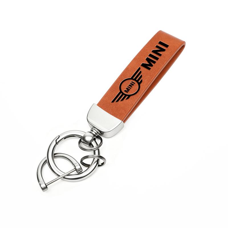 Auto-Emblem Rindsleder Schlüsselanhänger Schlüsselhalter Für BMW Mini Cooper One JCW WORKS F54 F55 F56 F57 F60 R50 R52 R53 Paceman Schlüsselanhänger qclyn77