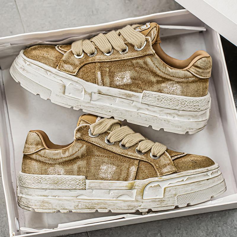 Retro Denim Canvas Shoes Men Sneakers Harajuku Designer Board Shoes Men Lace Up Platform Casual Sneakers Man zapatillas de lona