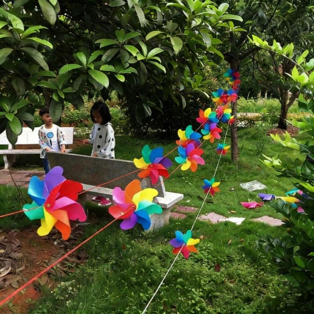 8/10pcs with Steel Wire Rope Hanging Windmill Plastic Windmill String Pinwheels  Yard and Garden