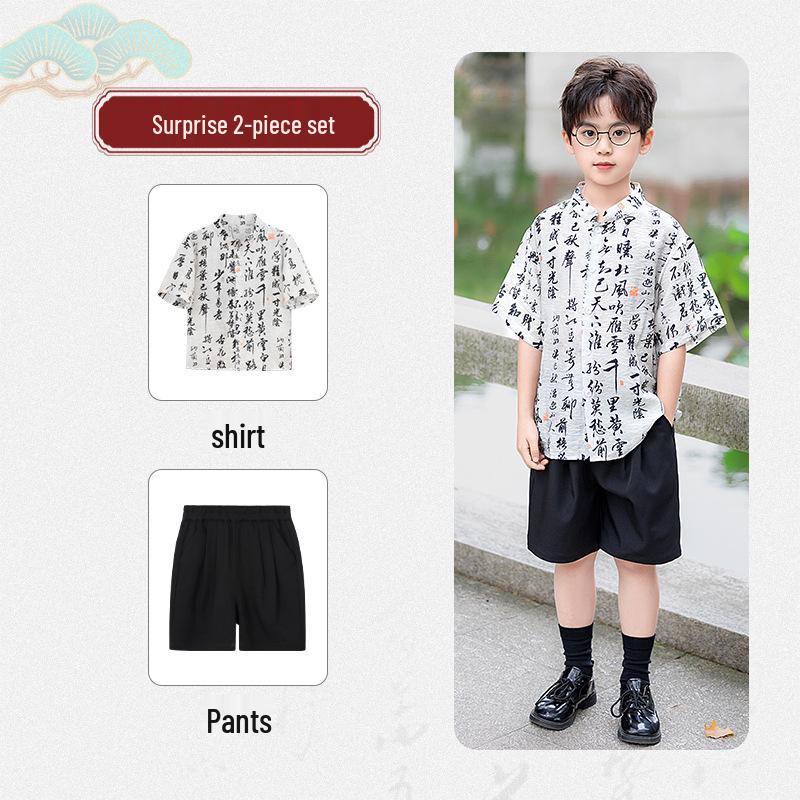 Boys' Chinese-Style Hanfu Set: Tang Suit Vest for Summer Performance
