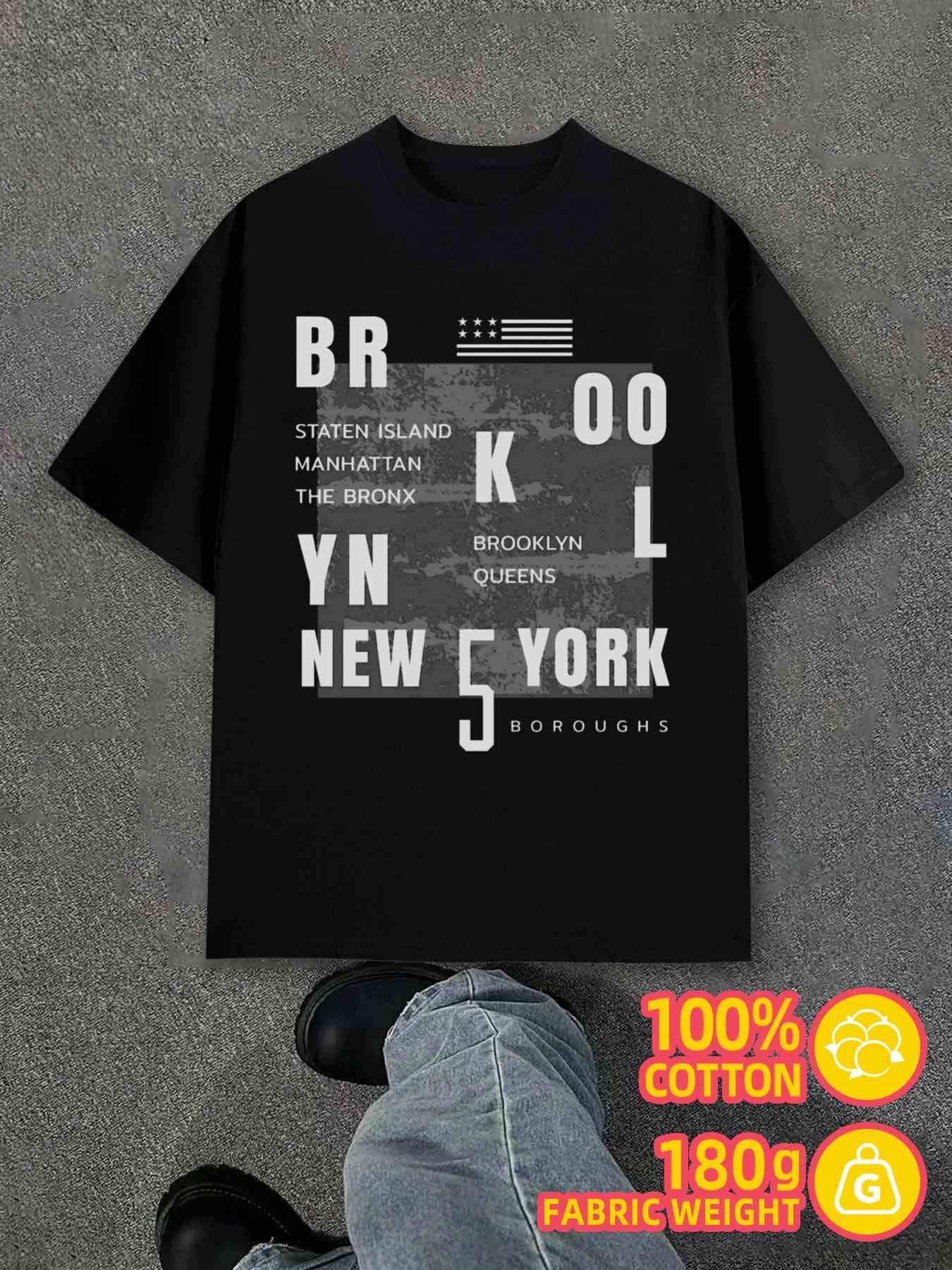T-Shirt Y2K Nyc Boroughs Comfort Colors Black S