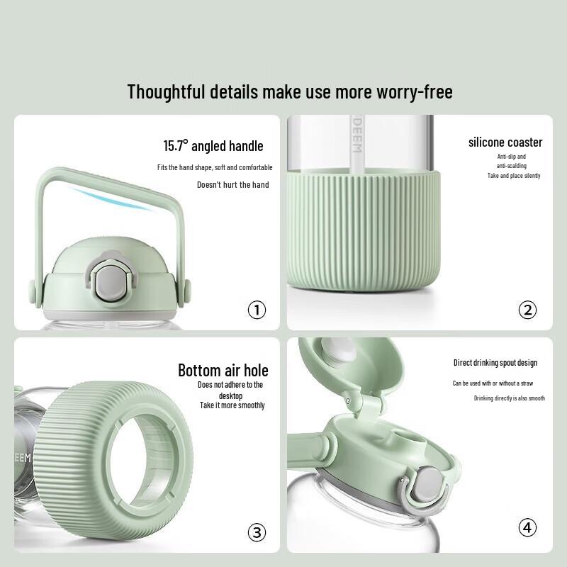 Buydeem Detachable Hot/Cold Glass Straw Tumbler