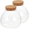 BESPORTBLE Round Glass Jars with Cork, Small Round Glass Dome Clear Cloche Globe Display Bell Jar Round Terrarium for Flower Dollhouse Mini Figure