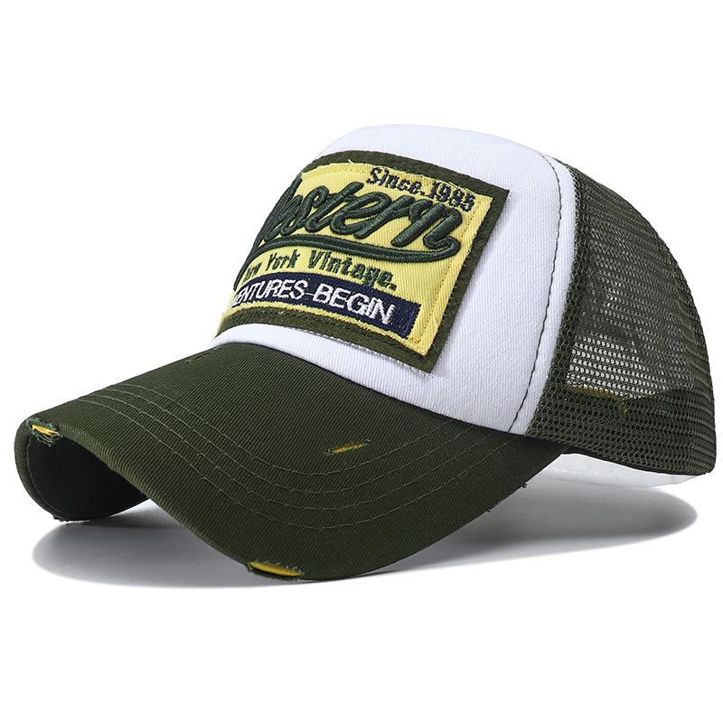

2023 New Letter Embroidery Baseball Cap for Men with Mesh Snpabck Hat Chapeau Homme Summer Breathable Y2K Trucker Hats for Women Adjustable зелений