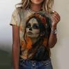 Summer Round Neck 3D Skull Print Top Fashionable Casual Short Sleeved Women's T-shirts