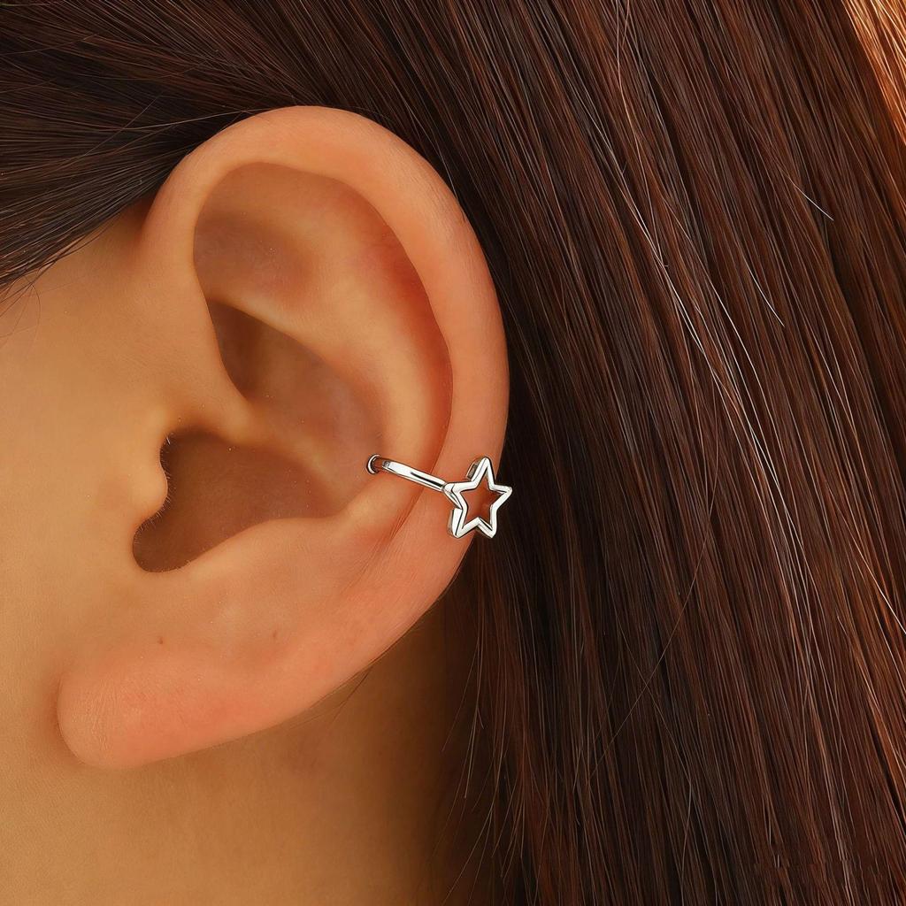 Clip per orecchio retrò francese a doppio strato in lega senza buco: Ear Cuff Semplice da Donna, Stile Freddo, di Nicchia Coreano, Temperamento