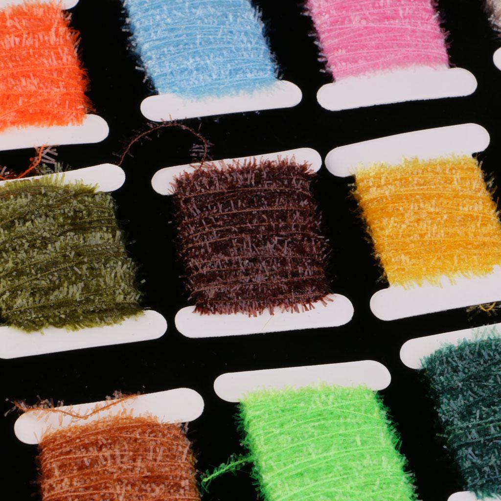 15 Colors Ice Cards Fly Tying Materials Tinsel Cactus Chenille Crystal Body