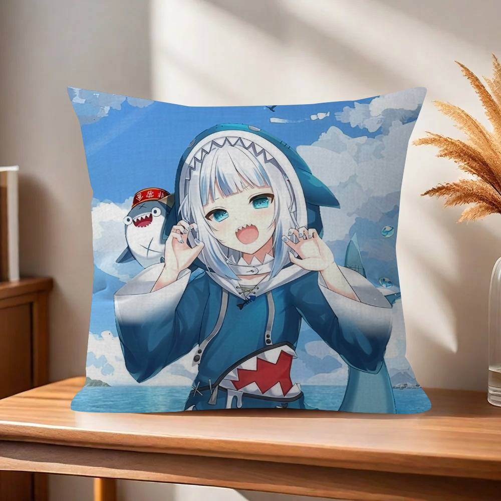 Anime Gawr cute Gura  Pillow Anime Pillow Sofa Bed Head Pillow Cover Cushion Cover Fashion