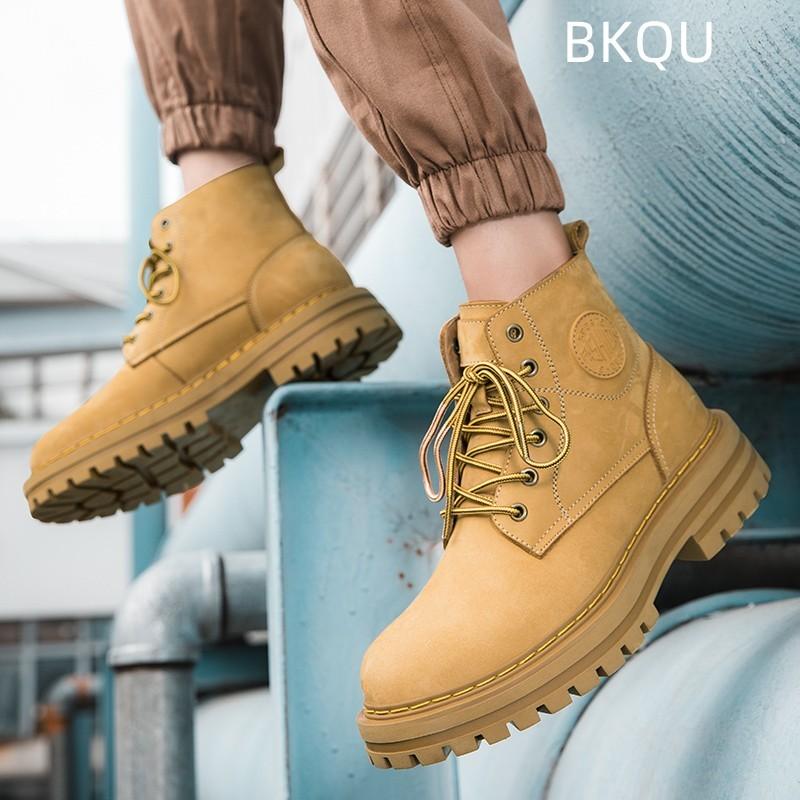 

трендовые мужские ботинки в британском стиле, нескользящая платформа, повседневные уличные износостойкие модные удобные ботинки с круглым носком, осень-зима, основная обувь