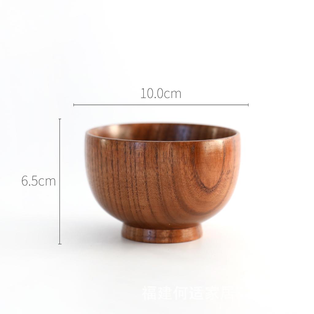 Japanese Retro Jujube Wooden Bowl Handmade Wooden Rice Bowl Children's Solid Wood Bowl Large Noodle Soup Bowl Household Tableware