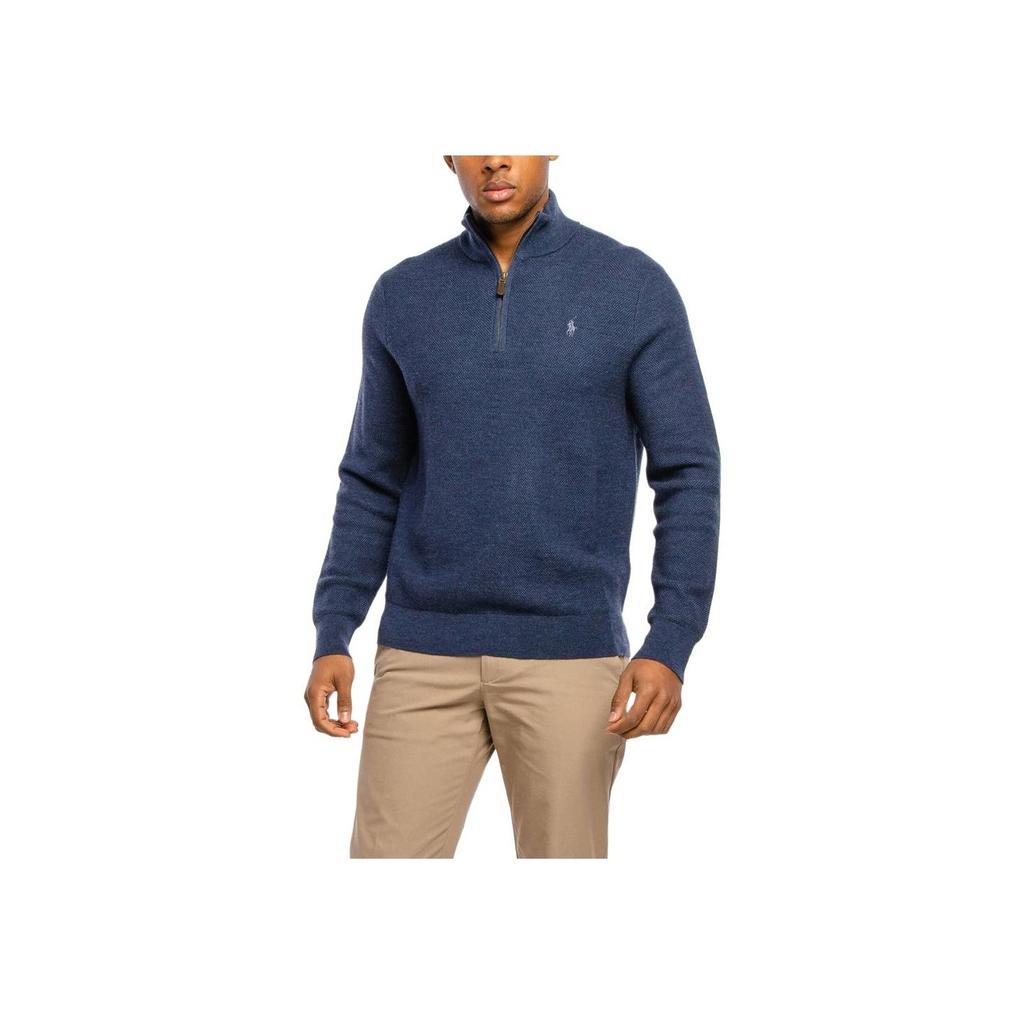 Polo Ralph Lauren FW23 Small Pony Logo Embroidered Half-Zip Knit Long Sleeve Sweatshirt Men Sweatshirt Navy-Blue MNPOSWE16820404-410