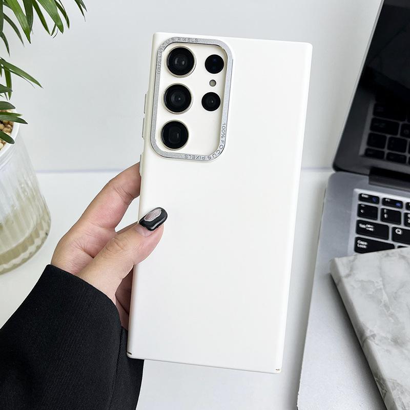 

Suitable for Samsung S23ultra Metal Lens Ring Mobile Phone Case S23plus Oil-sprayed Skin Sensing S22 Solid Color Protective Case S22