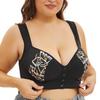 Gathered Plus Size Bra Vest Style Front Button Printed Underwear Push Up Bra