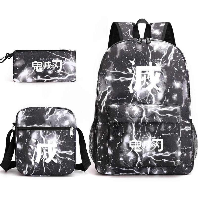 Anime Ghost Destroyer Blade Three-piece School Bag Small Shoulder Pencil Bag Primary and Secondary School Students Backpack
