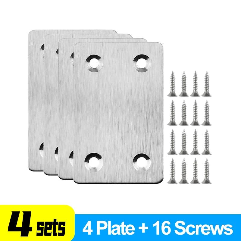 Stainless Steel Right Angle Corner Brackets Furniture Fastener Connector Wood Shelves Cbinets Flat Plate Angle Code Corner Brace