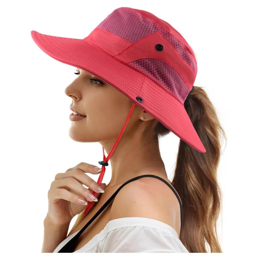 Damen Sonnenhut mit breiter Krempe - UV-Schutz Fischerhut für Angeln im Freien, Radfahren, Wandern & Strand