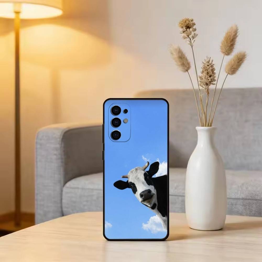 Cute Cattle Phone Case For Samsung S25,S24,S21,S22,S23,S30,Ultra,S20,Plus,Fe,Lite,Note,10,Black Cover
