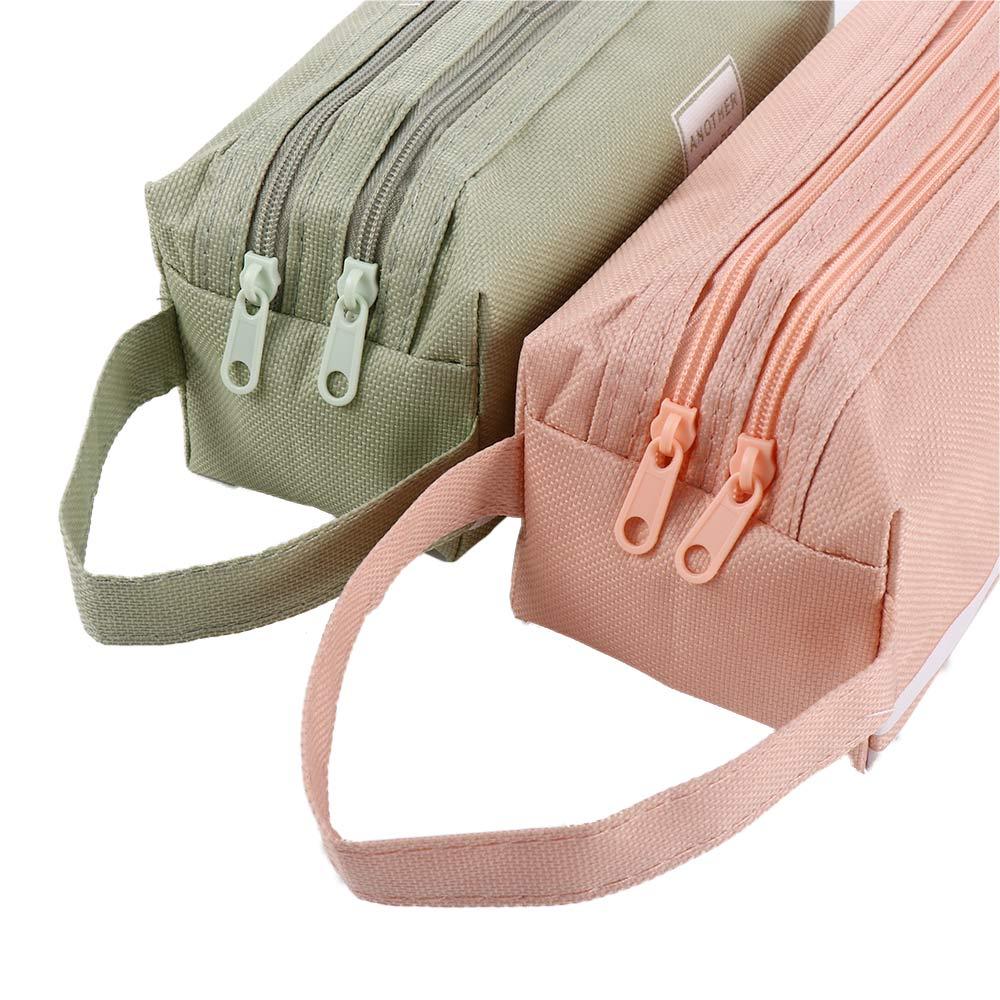 School Stationery Storage bag High Capacity Candy color Pencil Case Pen Case Pen Bag Double layer