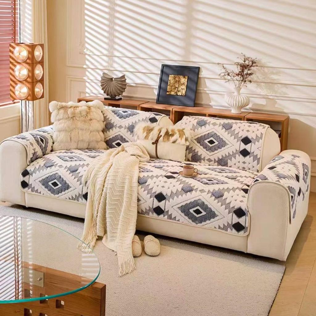 Fleece Boho Jacquard Verdicken Warm Winter Sofaüberwurf, Rutschfest Weiches Sofa Handtuch Wohnzimmer Möbeldekor Überwurf Sofa Handtuch