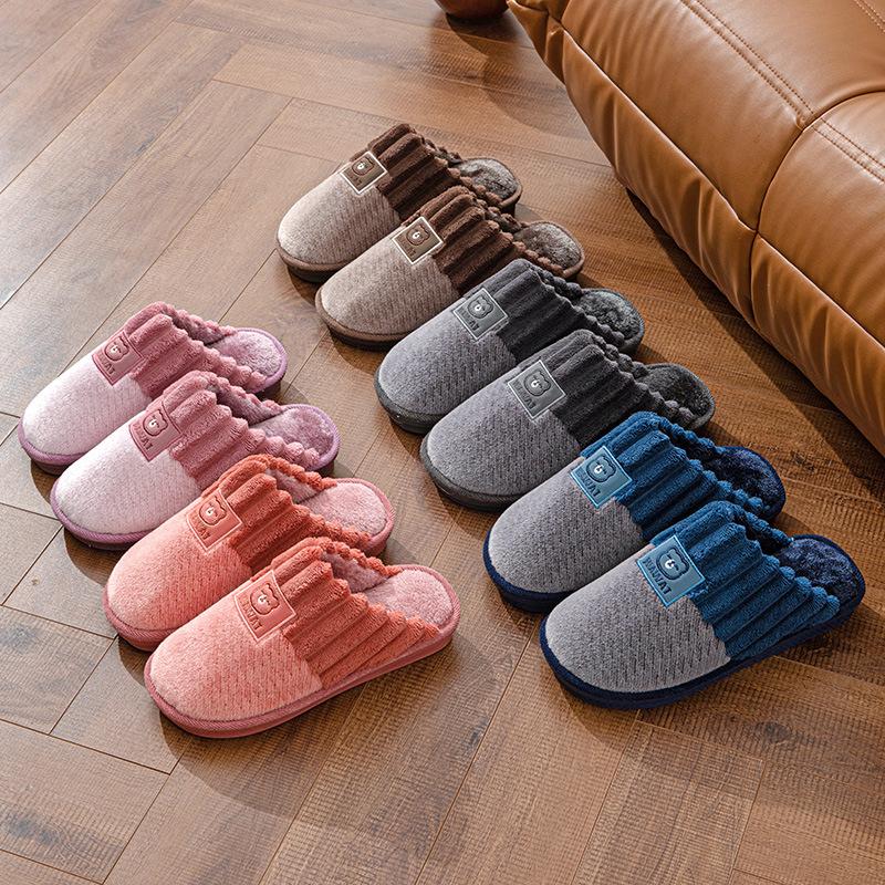 Thick bottom large size cotton slippers men's winter home home home home non-slip thickened warm outdoor wear couple slippers