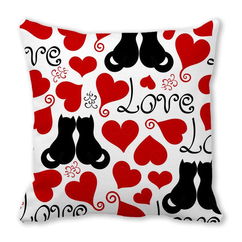 Home Decor Valentine Love Phrases Cushion Cover Decor Pattern Cushion Cover Suitable for Sofa Bedroom Car Pillow Cover