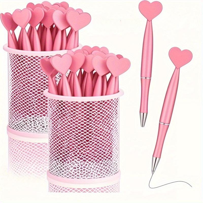 Pink Heart-Shaped Rotary Ballpoint Pens, Suitable for School Office Supplies, Wedding Signatures, Thanksgiving and Halloween,