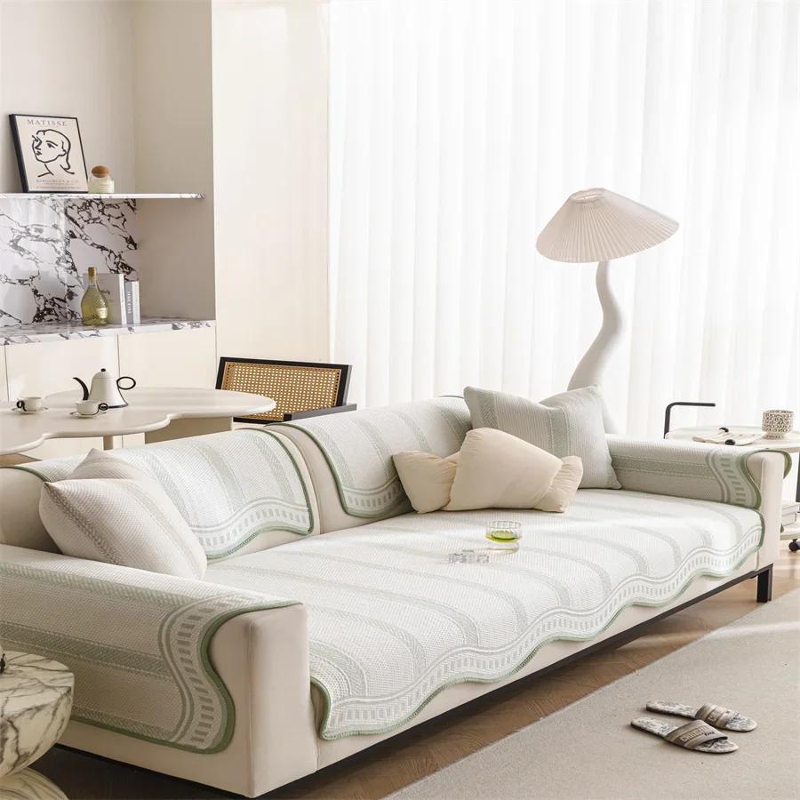 Ice Silk Sofa Cushion Summer Summer Mat Cushion New Non-Slip Backrest Full Cover Cloth Towel