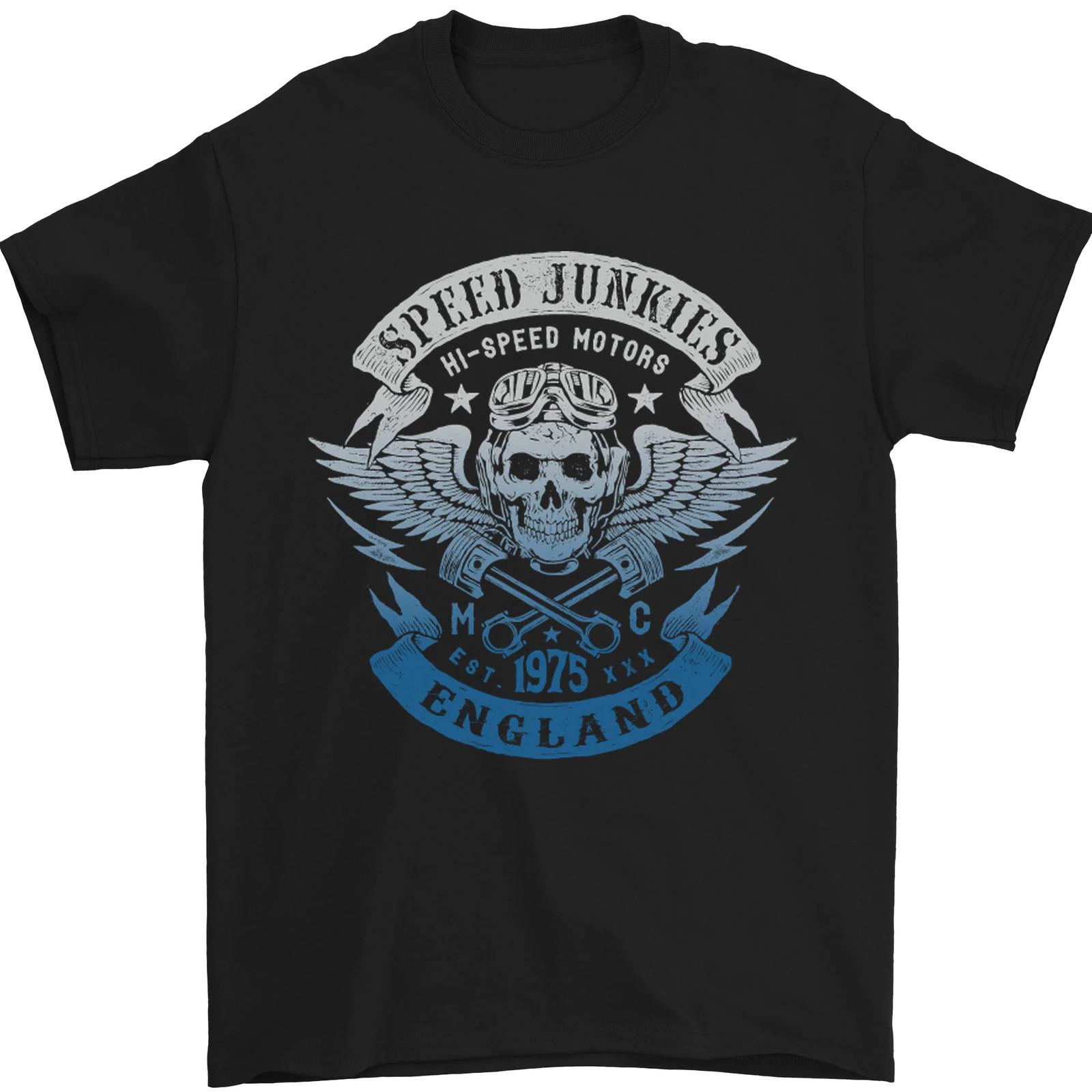 England Speed Junkies Biker Motorcycle Mens T-Shirt 100% Cotton S