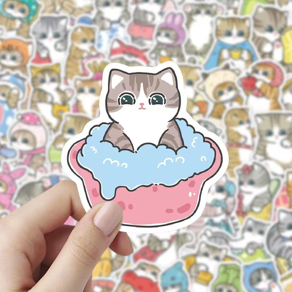 100Pcs Mofusandseries Cartoon Transparent Waterproof Pvc Ledger Material Stickers For Hand Account Pencil Case Decals