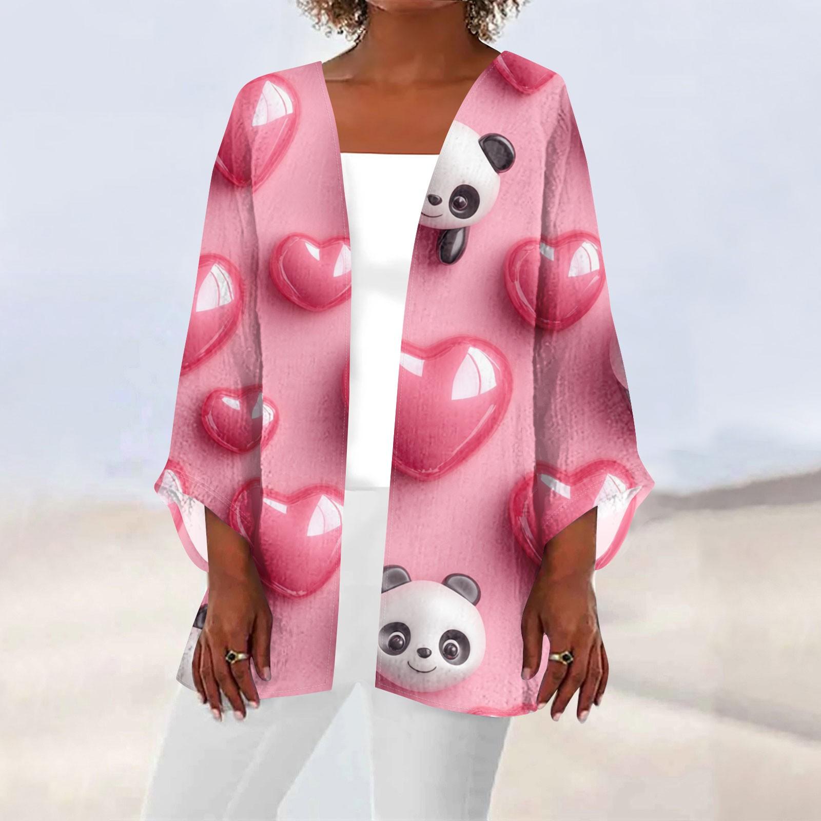 

Женская повседневная и модная легкая куртка средней длины с принтом ко Дню святого Валентина, кардиган XXL белый