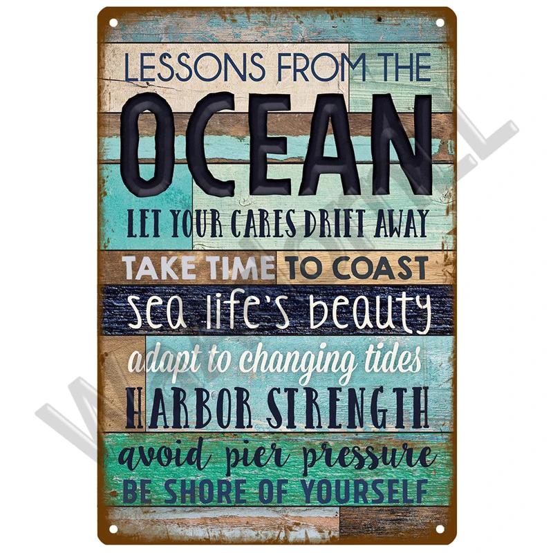 Beach Tin Sign Plaque Metal Summer Sign Metal Plate Wall Decor For Beach Bar House Surf Club Decorative Iron Painting Poster