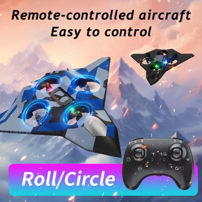 Remote Control Airplane Toy with LED Lights 360 Degrees Stunt Flip Mini EVA Foam Fighter Jet Model Beginner Children Adults 2.4Ghz RC Aircraft