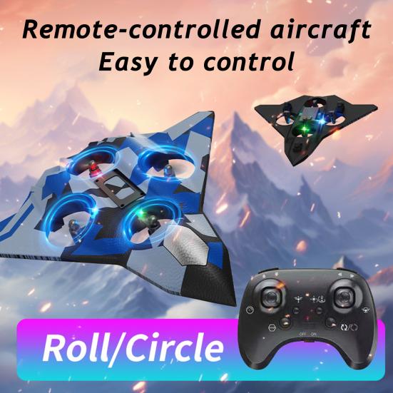 Remote Control Airplane Toy with LED Lights 360 Degrees Stunt Flip Mini EVA Foam Fighter Jet Model Beginner Children Adults 2.4Ghz RC Aircraft Toy