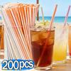 200/50PCS Drinking Water Straws Laser Disposable Straws For Birthday Party Wedding Drinks Fruit Juice Cocktail Coffe Suppliesr