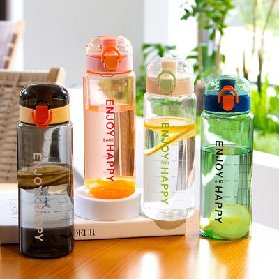 750 ml Tritan-Wasserflasche mit großem Fassungsvermögen, tragbare Wasserflasche, Wasserbecher, Trinkflasche mit Markierung für Outdoor-Sport und Fitness