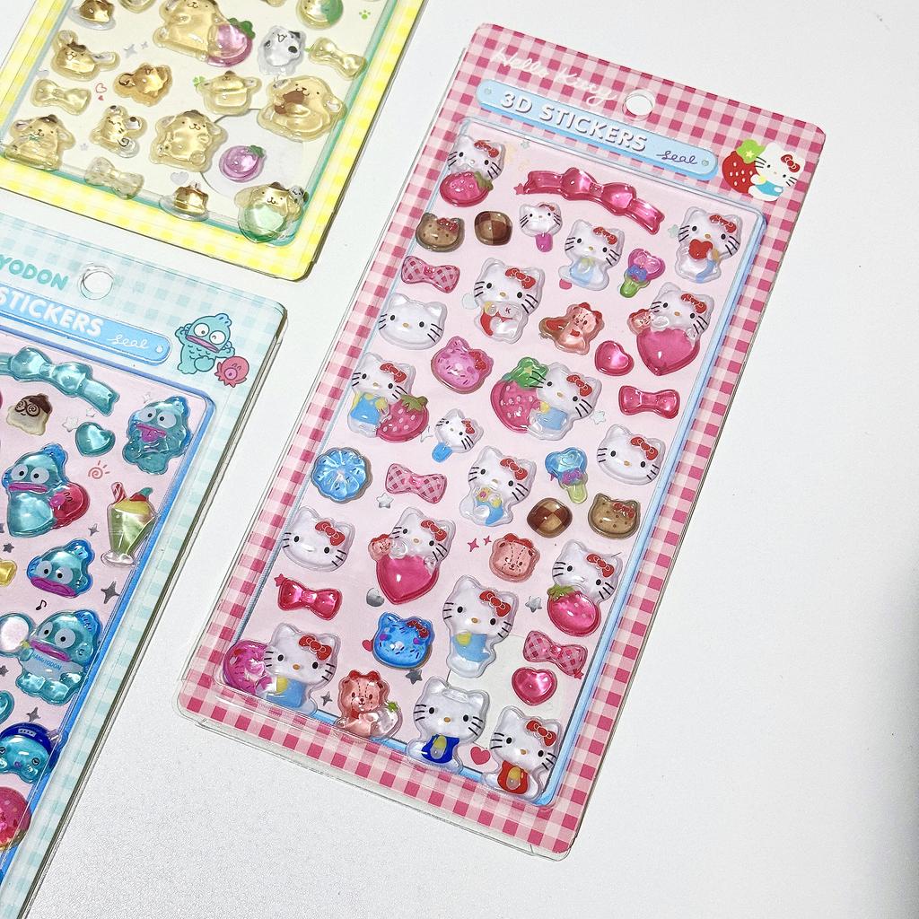 1/8Pcs 3D Sanrio Stickers Anime Sanrio Kuromi Hellokitty My Melody Cinnamoroll Hangyodon Bag Cases Decoration Birthday Gifts