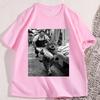 Funny Cat Stealing Fish T Shirt Men Cotton Round Neck Short Seeve Tees Loose Casual Comfortable Round Neck Short Sleeve Tops
