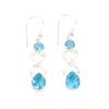 Natural Swiss Blue Topaz Gemstone 925 Solid Silver Jewelry Handmade Earrings 2" EE-156-13