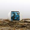 Blauer Kupfer Türkis Edelstein Ring, Massiver 925 Sterling Silber Ring, Geburtsstein Ring, Jubiläumsring, Herrenring