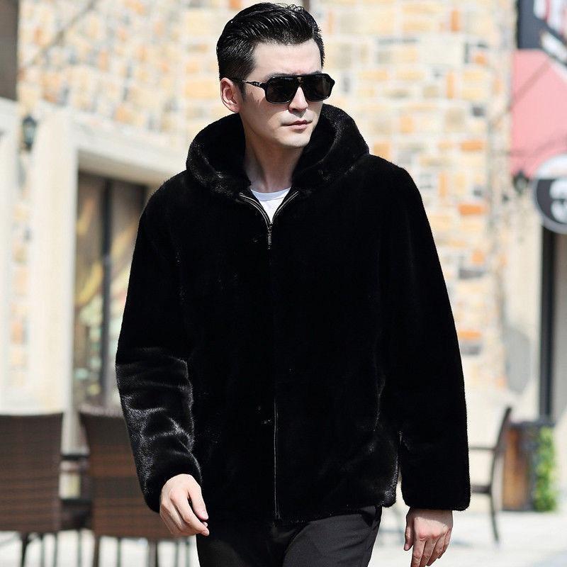 Herren Top Imitation Nerzhaar Imitationspelzjacke Verdickt Übergröße Imitationspelz Samt Herbst- und Winterbekleidung